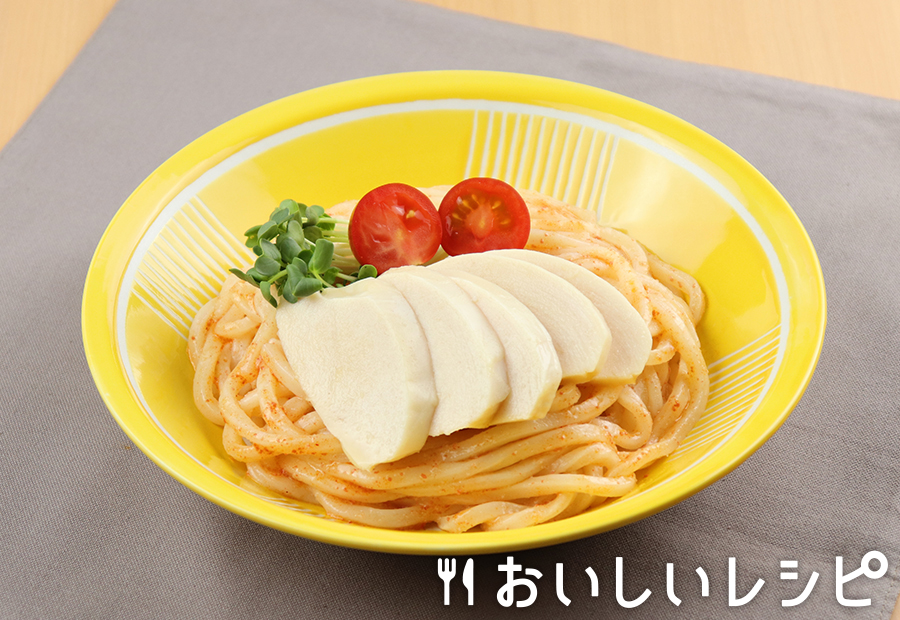 レンジで簡単明太サラダチキンうどん